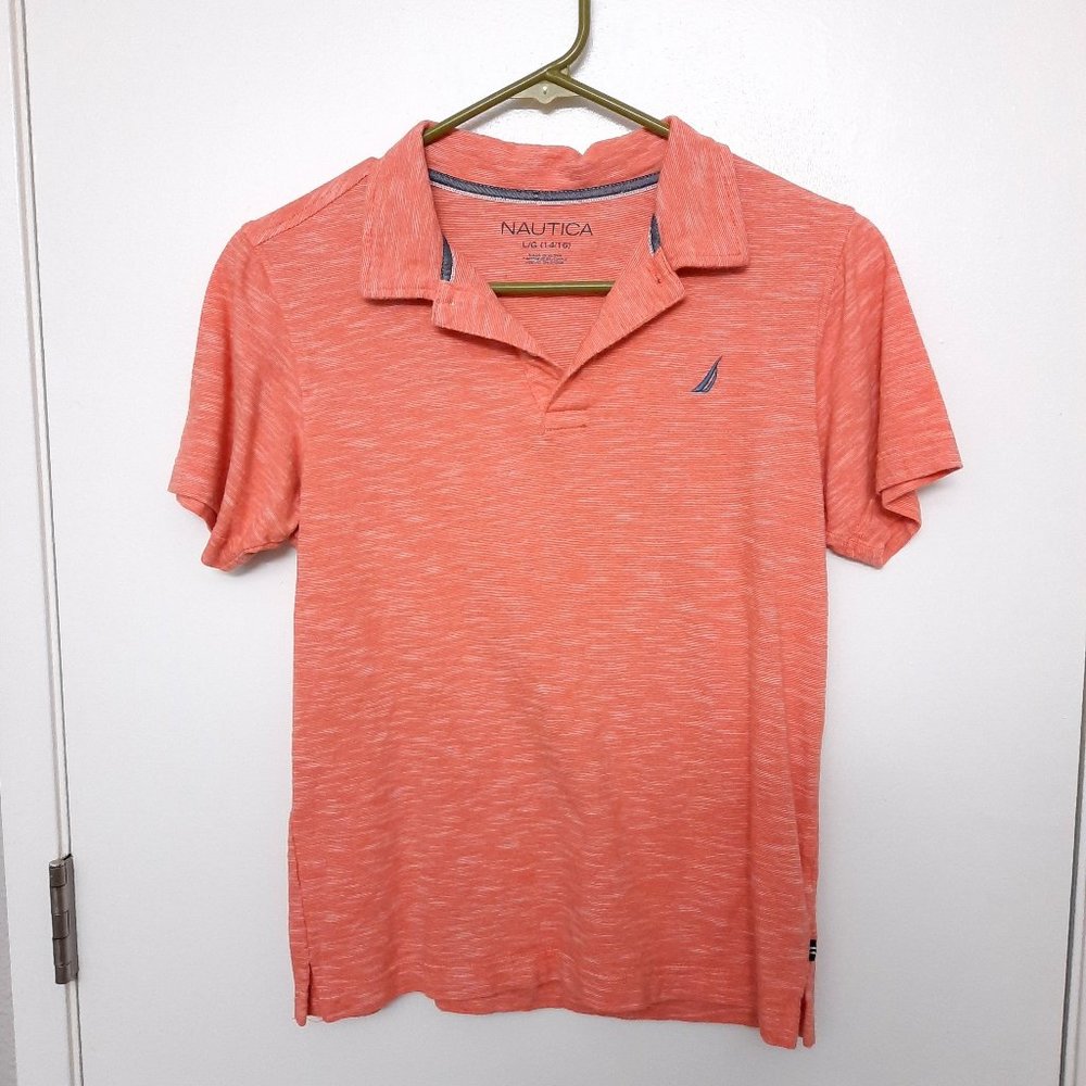 Nautica - Coral Salmon Short Sleeve Polo Shirt with Collar